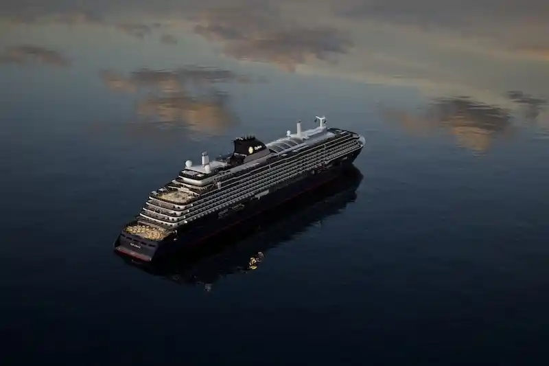 EXPLORA IV sailing through open waters, featuring contemporary design and sustainable engineering