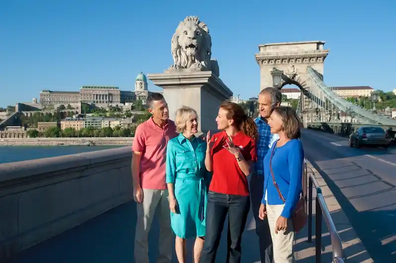 Viking guide showing guests around Budapest, Hungary