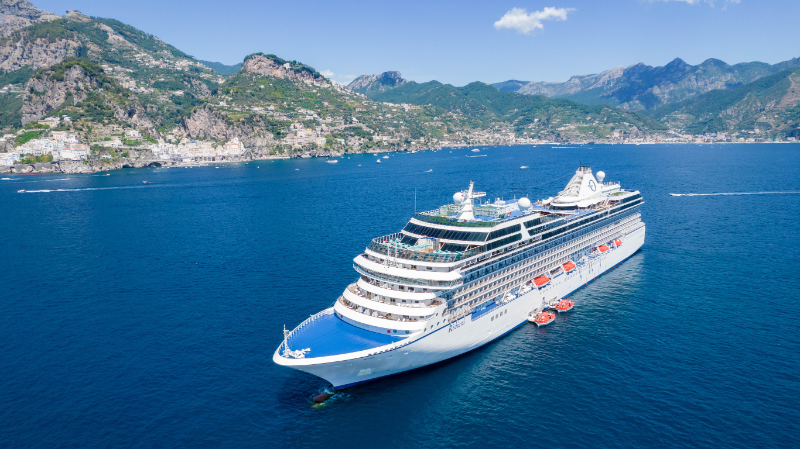 Oceania Cruise ship in the ocean offshore