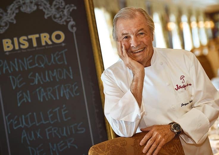 Jacques Pepin dining aboard Oceania Cruises