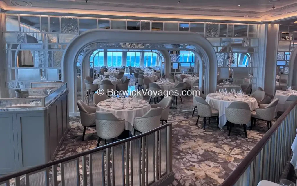 Grand Dining Room on Oceania Allura, the elegant main dining venue with rotating menus and tableside service